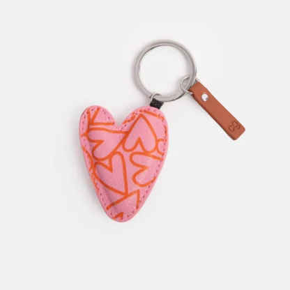 Caroline Gardener Pink Hearts Printed Heart Keyring