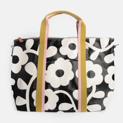 Caroline Gardener Monochrome Floral Coated Weekend Bag