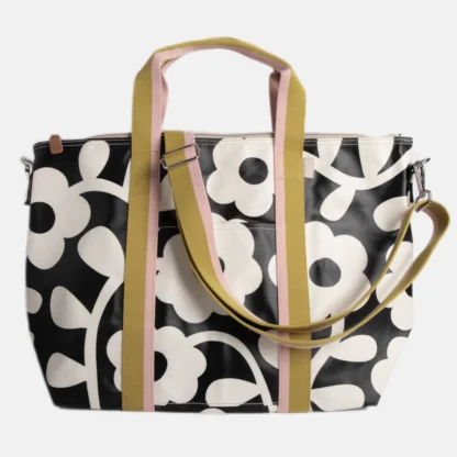 Caroline Gardener Monochrome Floral Coated Weekend Bag - Image 3