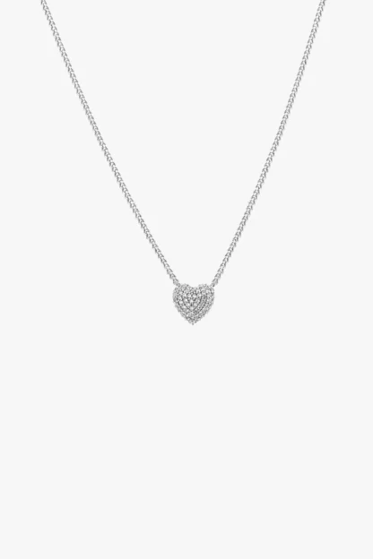 Tutti & Co Pave Heart Necklace Silver - Image 2